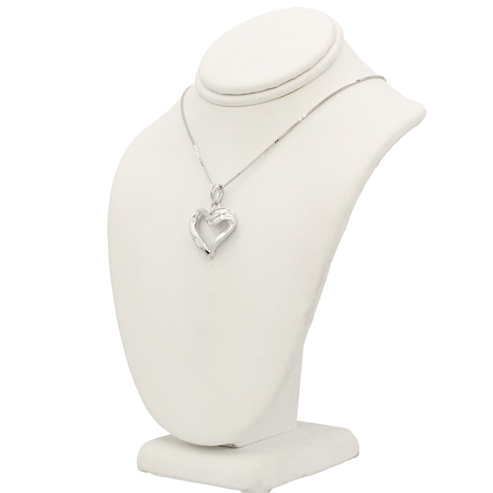 14k White Gold Baguette Diamond Heart Pendant