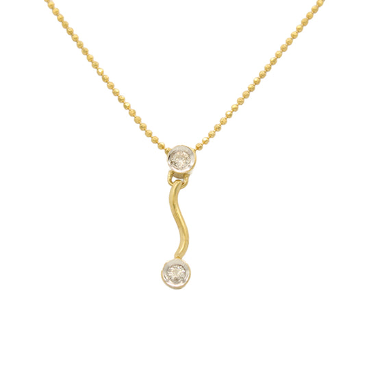 14k 2-Stone Drop Diamond Pendant