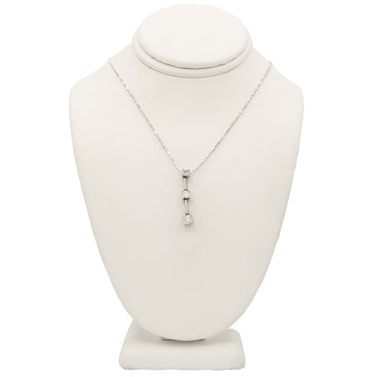 14k White Gold Round Diamond 3-Stone Pendant