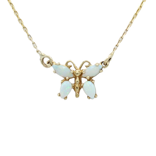 14k Opal Butterfly Necklace