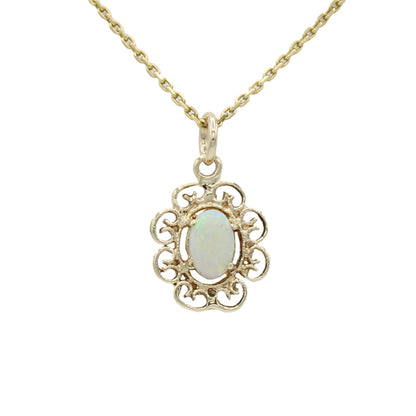 14k Filigree Opal Pendant