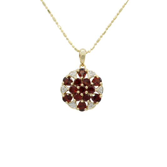 14k Diamond & Garnet Stone Pendant