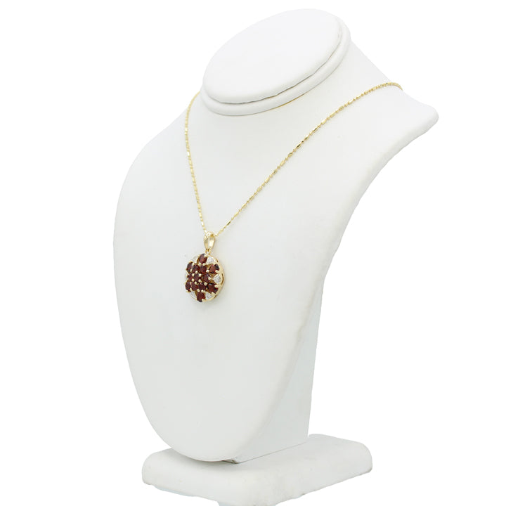 14k Diamond & Garnet Stone Pendant