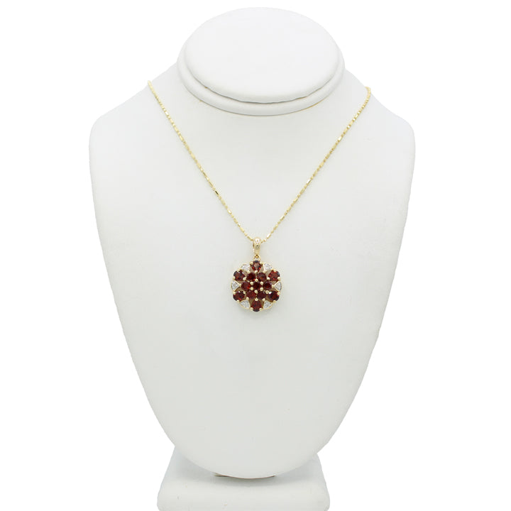 14k Diamond & Garnet Stone Pendant