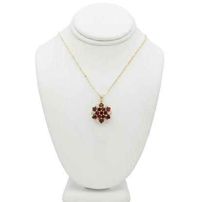 14k Diamond & Garnet Stone Pendant