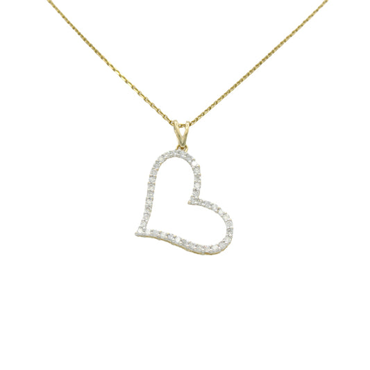 14k Diamond Open Heart Pendant