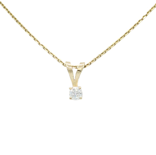 14k Diamond Solitaire Pendant