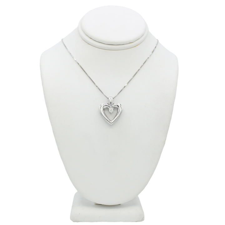 14k White Gold Diamond Heart Pendant