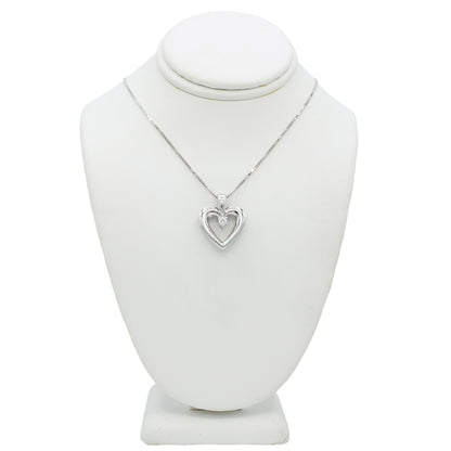 14k White Gold Diamond Heart Pendant