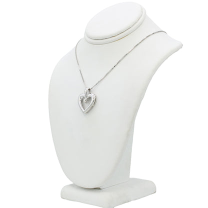 14k White Gold Diamond Heart Pendant