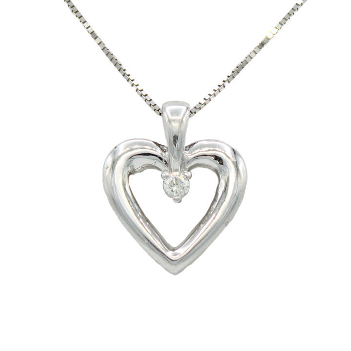 14k White Gold Diamond Heart Pendant