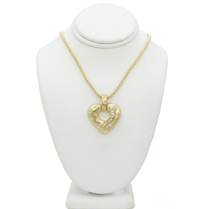 14k Yellow Gold Satin Finish Diamond Heart Pendant