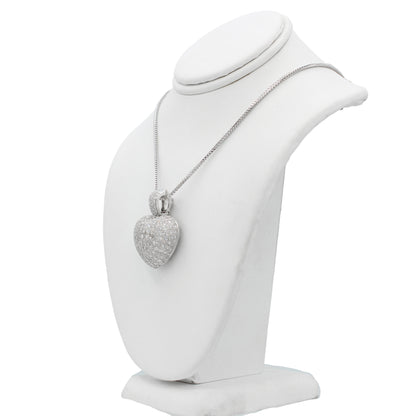 18k White Gold Pave Diamond Heart Pendant