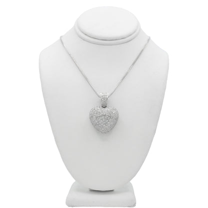 18k White Gold Pave Diamond Heart Pendant