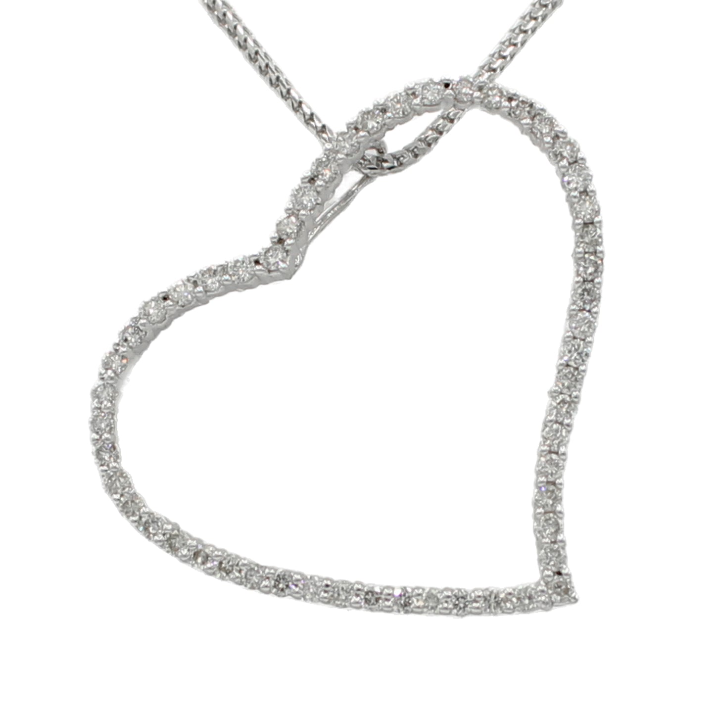 14k White Gold Diamond Open Heart Pendant