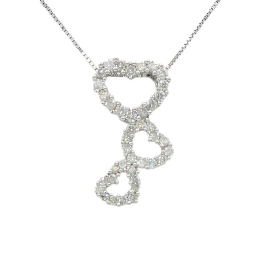 14k White Gold Diamond Heart Pendant