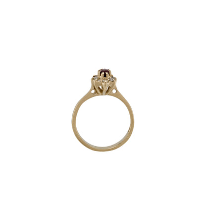 14k Yellow Gold Diamond & Ruby Gemstone Ring