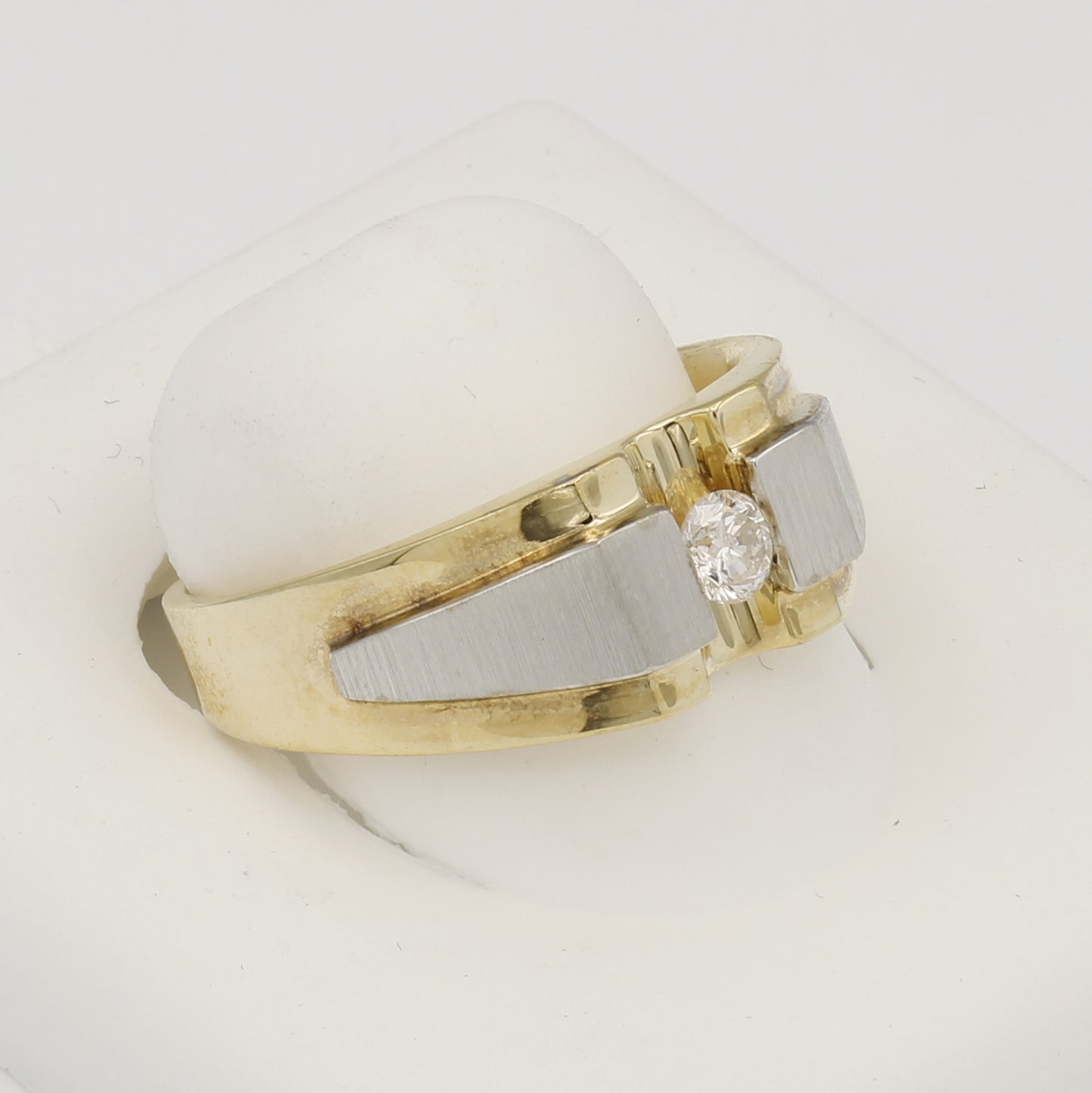 14k Two-Tone Gold Men's Solitaire Diamond Ring