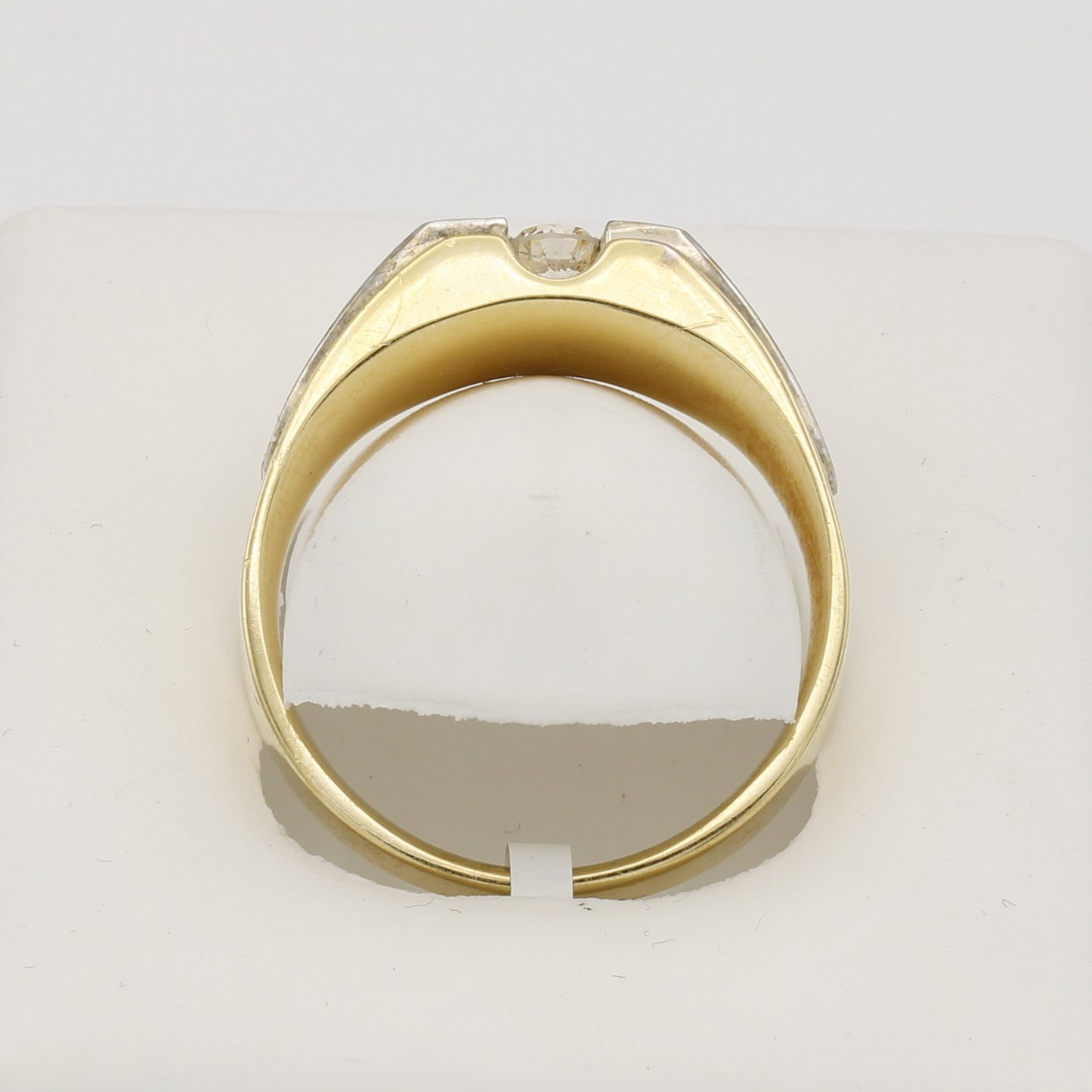 14k Two-Tone Gold Men's Solitaire Diamond Ring