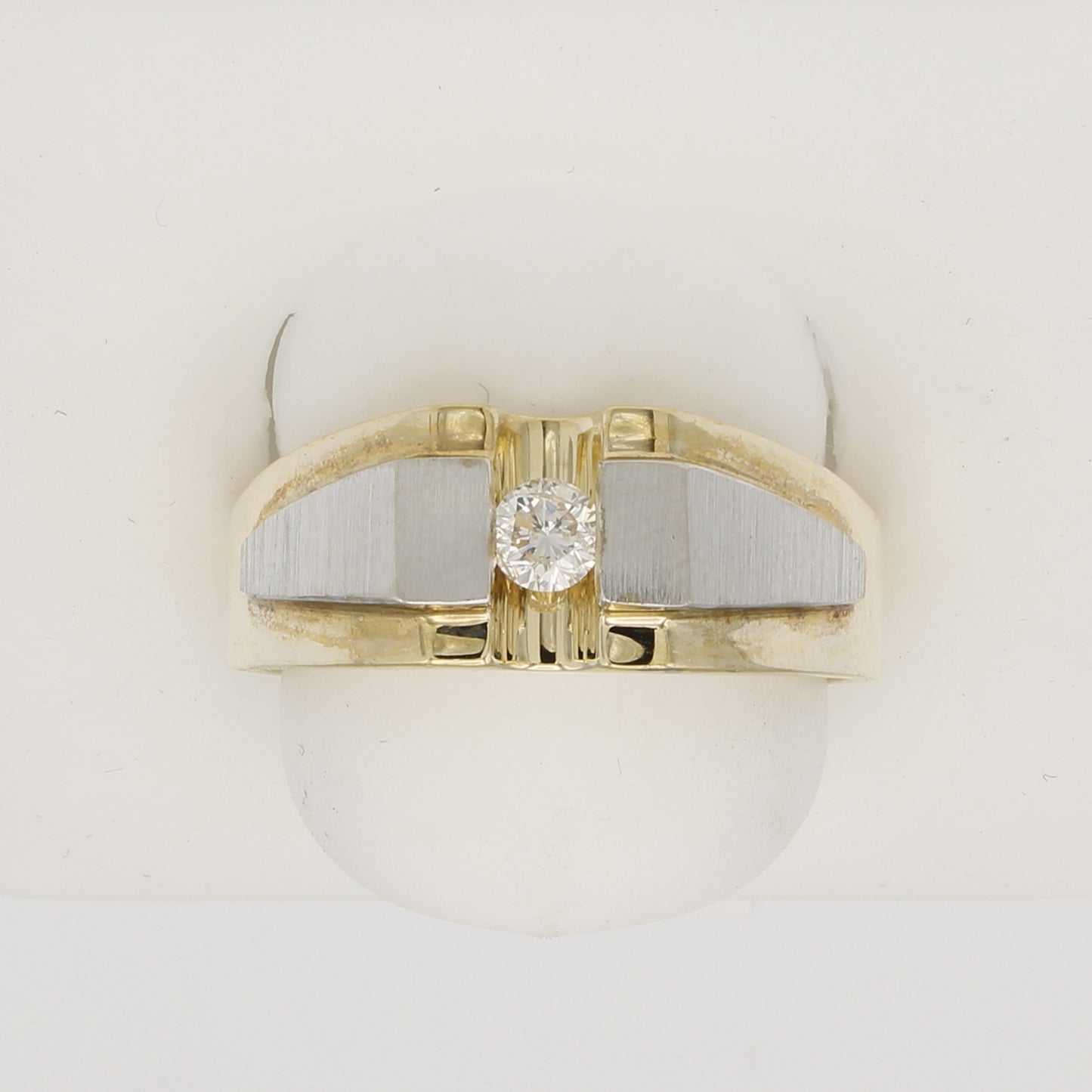 14k Two-Tone Gold Men's Solitaire Diamond Ring