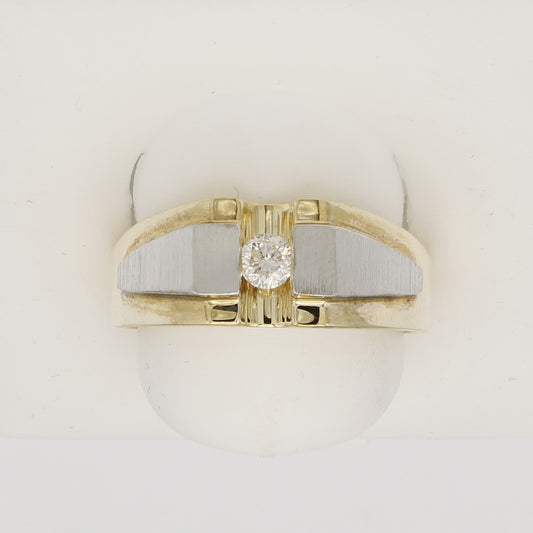 14k Two-Tone Gold Men's Solitaire Diamond Ring