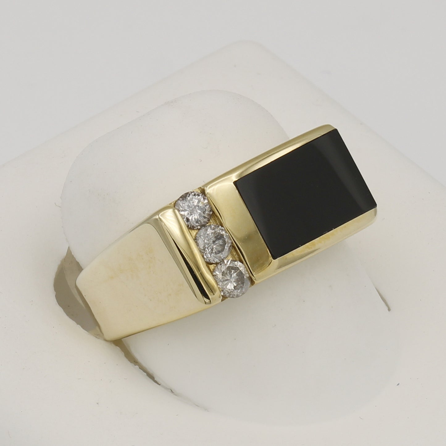 14k Yellow Gold Men's Onyx & Diamond Ring