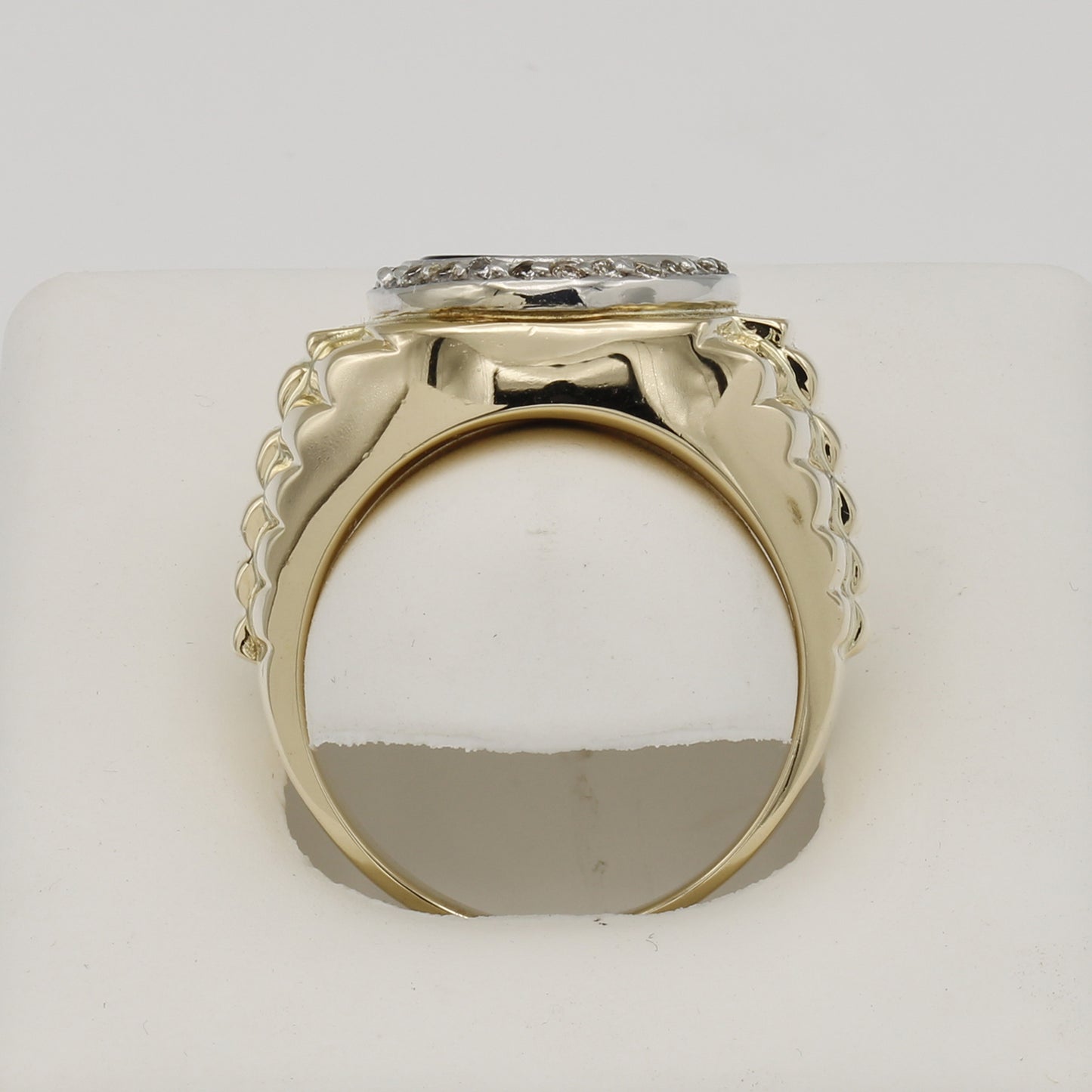 14k Yellow Gold Men's Onyx & Diamond Ring