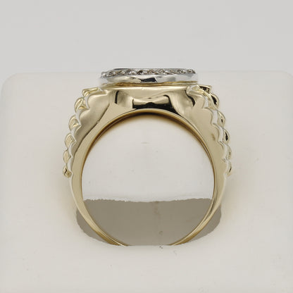 14k Yellow Gold Men's Onyx & Diamond Ring