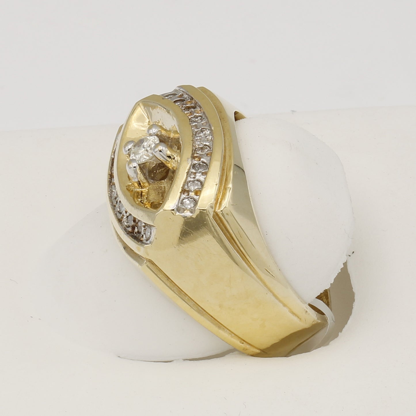 14k Yellow Gold Men's Diamond Eye Ring