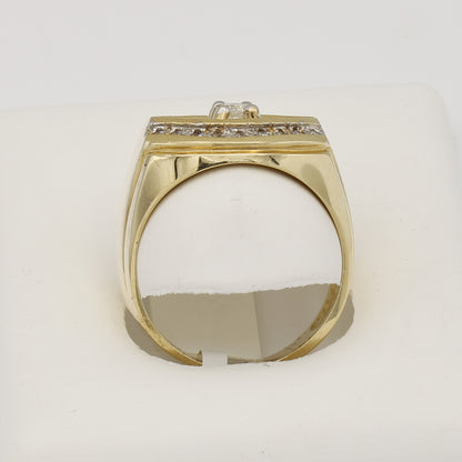 14k Yellow Gold Men's Diamond Eye Ring