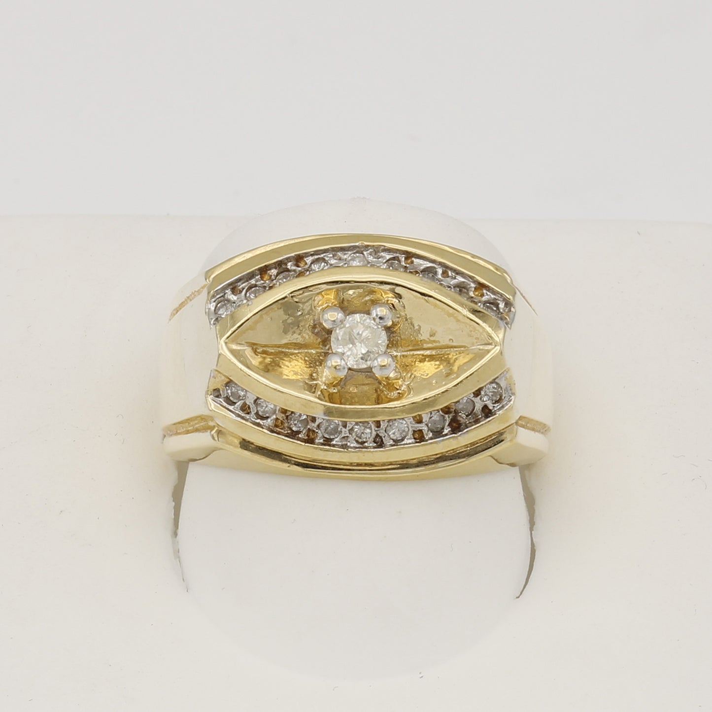 14k Yellow Gold Men's Diamond Eye Ring