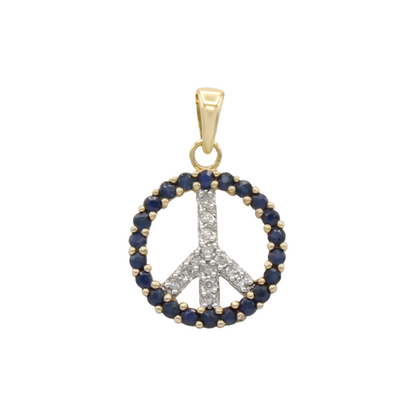 14k Diamond & Sapphire Peace  Pendant