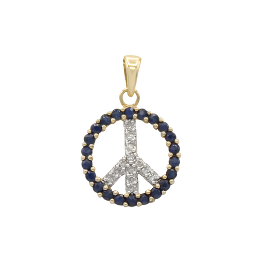 14k Diamond & Sapphire Peace  Pendant