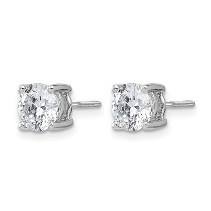 14k White Gold 2 ct. Lab Grown Diamond VS/SI+ G+ Round Four Prong Heavyweight Screwback Stud Earrings
