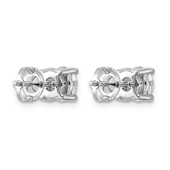 14k White Gold 2 ct. Lab Grown Diamond VS/SI+ G+ Round Four Prong Heavyweight Screwback Stud Earrings