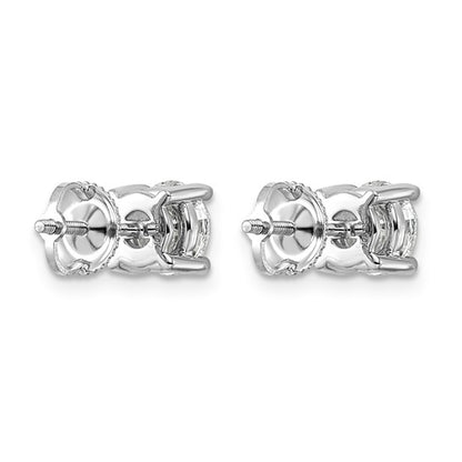 14k White Gold 2 ct. Lab Grown Diamond VS/SI+ G+ Round Four Prong Heavyweight Screwback Stud Earrings