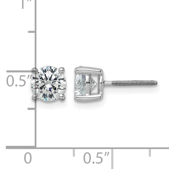 14k White Gold 2 ct. Lab Grown Diamond VS/SI+ G+ Round Four Prong Heavyweight Screwback Stud Earrings