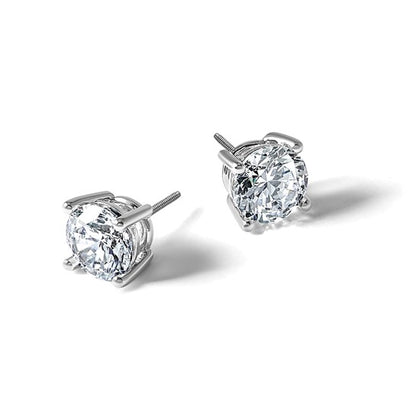 14k White Gold 2 ct. Lab Grown Diamond VS/SI+ G+ Round Four Prong Heavyweight Screwback Stud Earrings