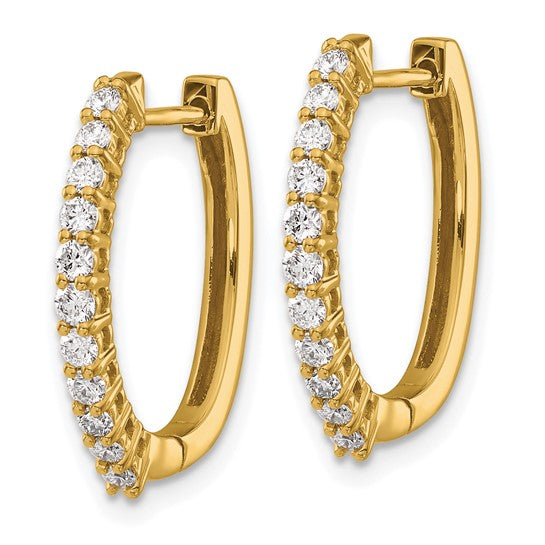 14k Yellow Gold Oval Diamond Huggie Hoop Earrings - 0.49ct TDW