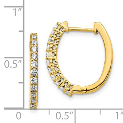 14k Yellow Gold Oval Diamond Huggie Hoop Earrings - 0.49ct TDW