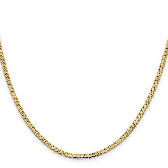 14k Yellow Gold Flat Beveled Curb Link Chains - 2.30 mm