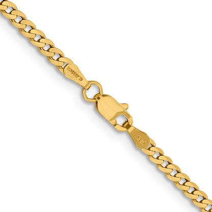 14k Yellow Gold Flat Beveled Curb Link Chains - 2.30 mm