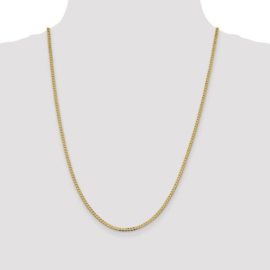 14k Yellow Gold Flat Beveled Curb Link Chains - 2.30 mm