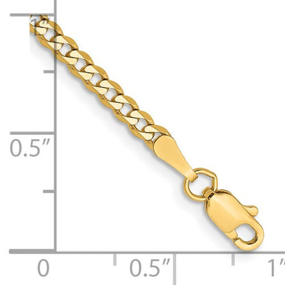 14k Yellow Gold Flat Beveled Curb Link Chains - 2.30 mm