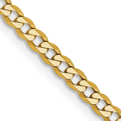 14k Yellow Gold Flat Beveled Curb Link Chains - 2.30 mm