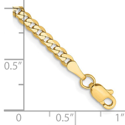 14k Yellow Gold Flat Beveled Curb Link Chains - 2.90 mm