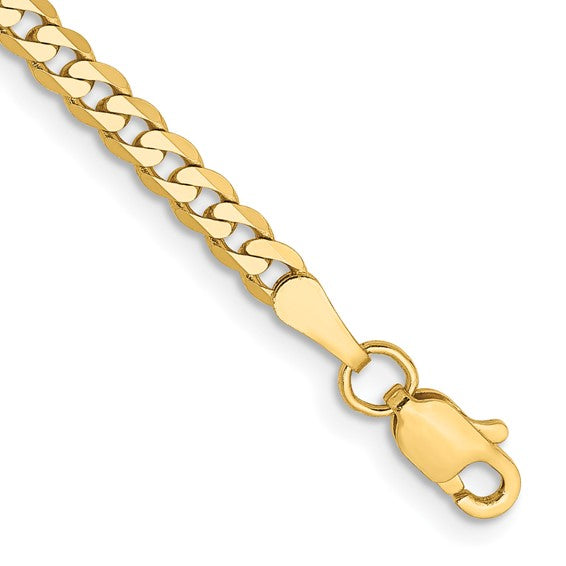 14k Yellow Gold Flat Beveled Curb Link Chains - 2.90 mm