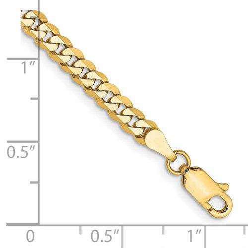 14k Yellow Gold Flat Beveled Curb Link Chains - 3.90 mm