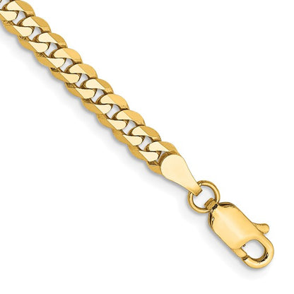 14k Yellow Gold Flat Beveled Curb Link Chains - 3.90 mm
