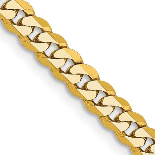 14k Yellow Gold Flat Beveled Curb Link Chains - 3.90 mm